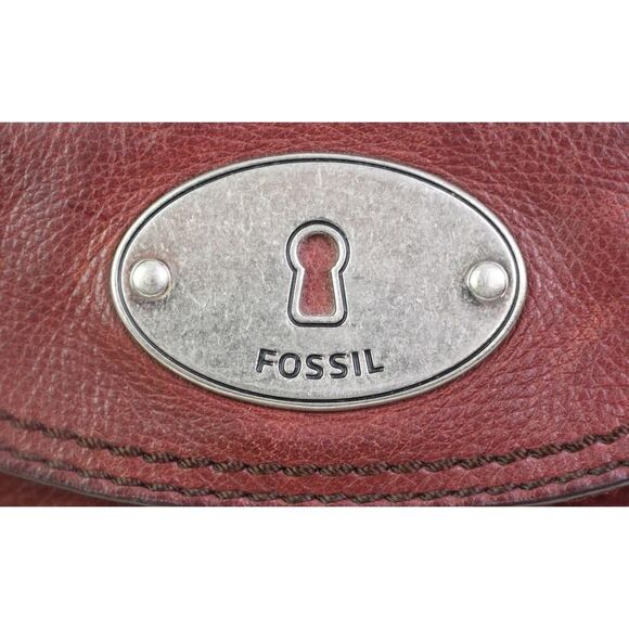 Fossil LLV DARK RED GENUINE LEATHER ZIP TOP X-BODY SHOULDER BAG HANDBAG PURSE - Picture 3 of 16
